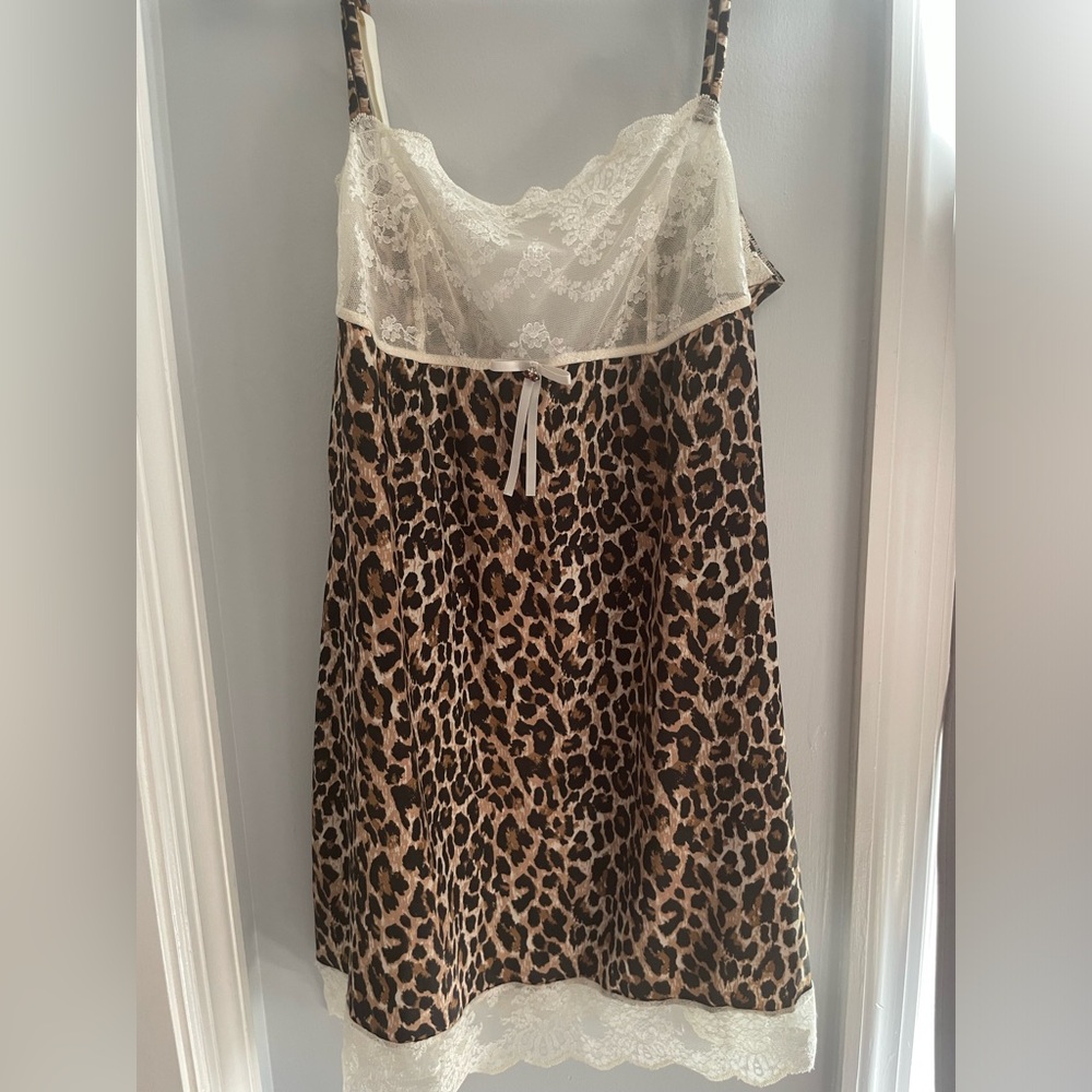 Cheetah Lace Babydoll Slip Dress Women’s S
